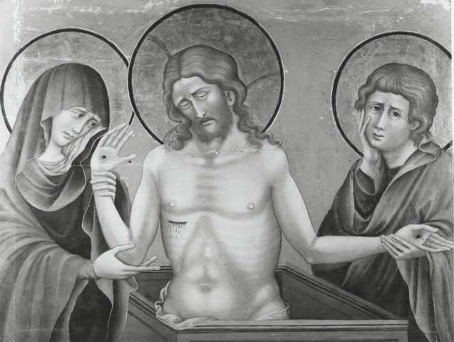 Anonimo — Nicoletto Semitecolo - sec. XIV - Cristo in pietà tra la Madonna e san Giovanni Evangelista — insieme